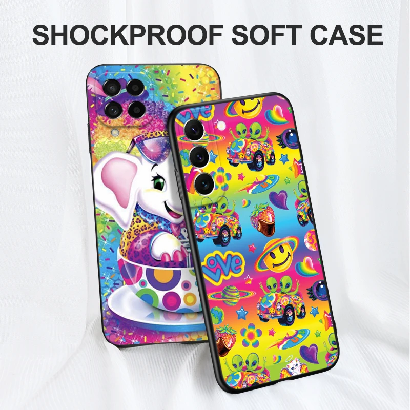 Black tpu Case For Samsung galaxy M53 M13 M62 A12 A22 A22S A32 A42 A52 A52S A72 4g 5g A20S Lisa Frank Art