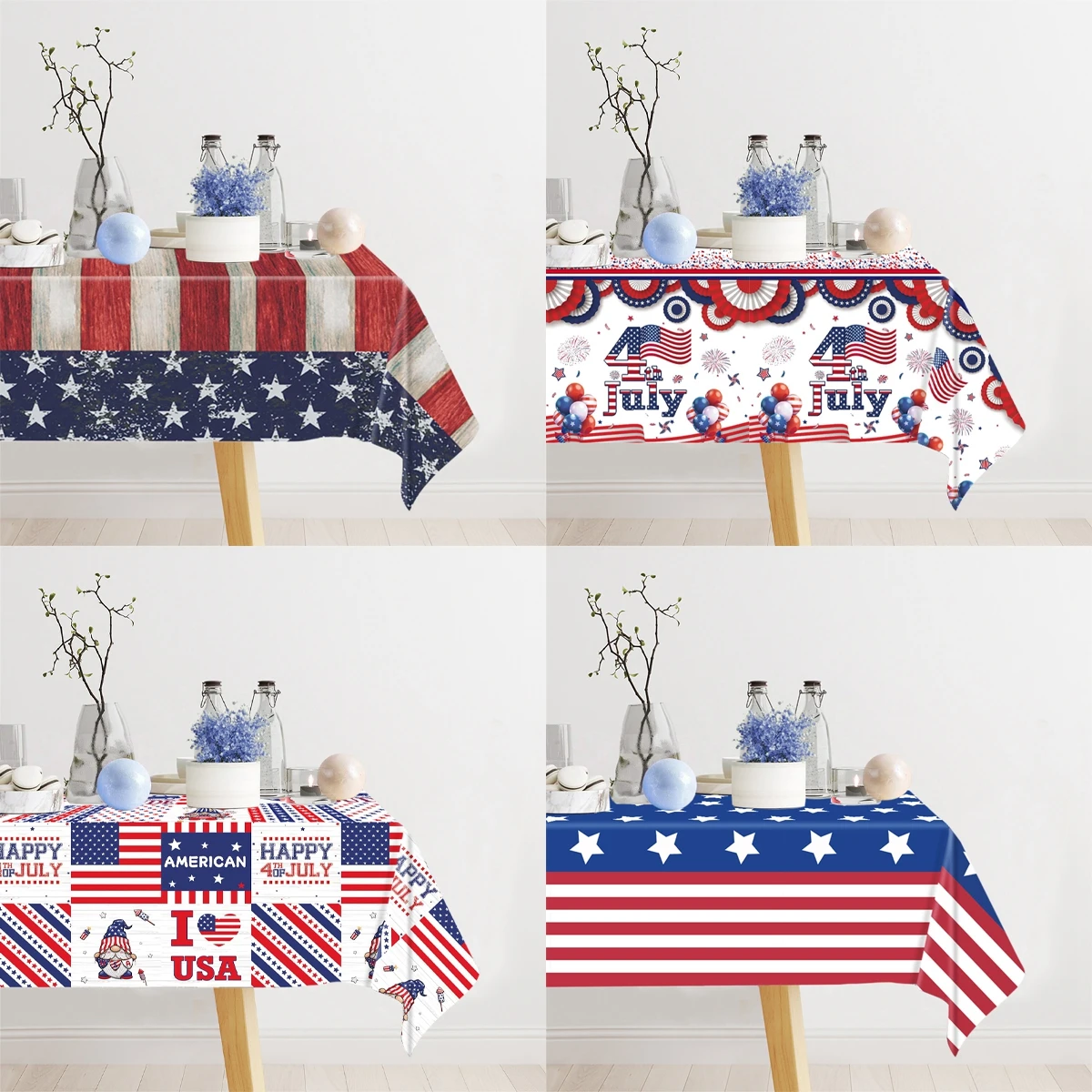 Tovaglia Independence Day 4 luglio copritavolo bandiera americana Patriotic Star rettangolo forniture per feste decorazioni per la tavola