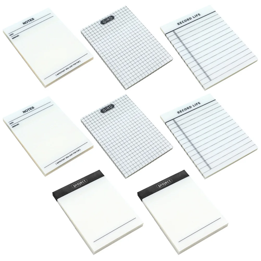 

8 Books Household Memo Pads Transparent Multi-Function Note Stickers Office Use Self-Adhesive Notes