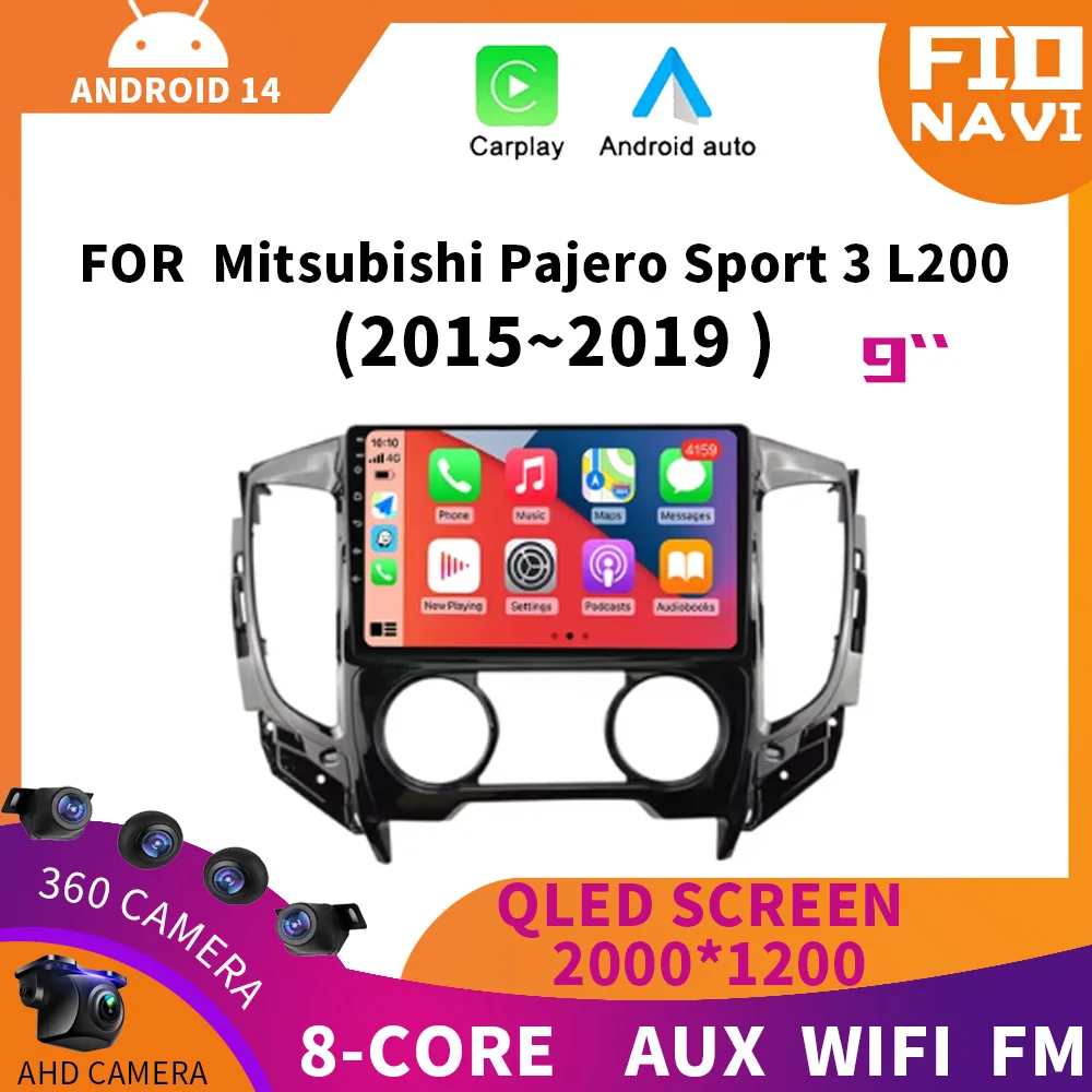 

Android 14 Car Auto Radio Multimedia Video Player For Mitsubishi Pajero Sport 3 L200 2015-2019 WIFI+4G BT GPS Navigation Carplay