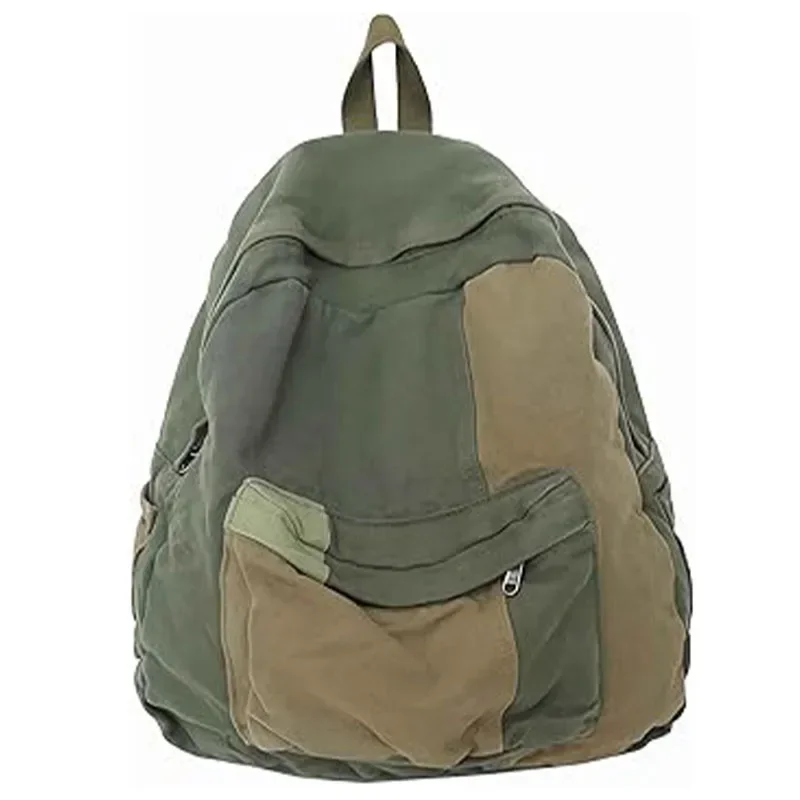 SFB5 vintage aesthetic canvashippie green small rucksack boho grunge bags casual daypack sage  japanese high backpack