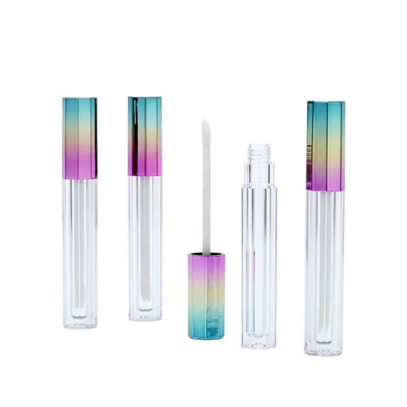 

3ml Lip Gloss Wand Tube Empty Plastic Eight Sides Clear Packaging Bottle Colorful Cap Cosmetic Container Lipgloss Tubes