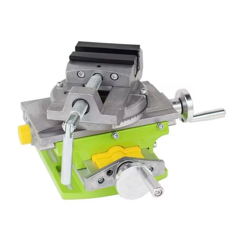 Household bench drill mobile cross slide industrial small milling machine workbench multi-function rotating bench vise flat nose - view 3