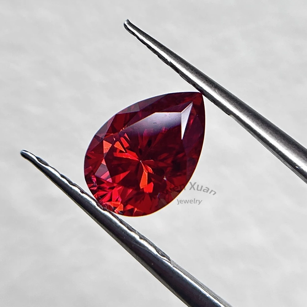 Pear Cut Bright Red Color VVS1 Loose Moissanite Stone Gemstone 4x6-9x13mm 0.5-5ct Real jewelry GRA Certificate