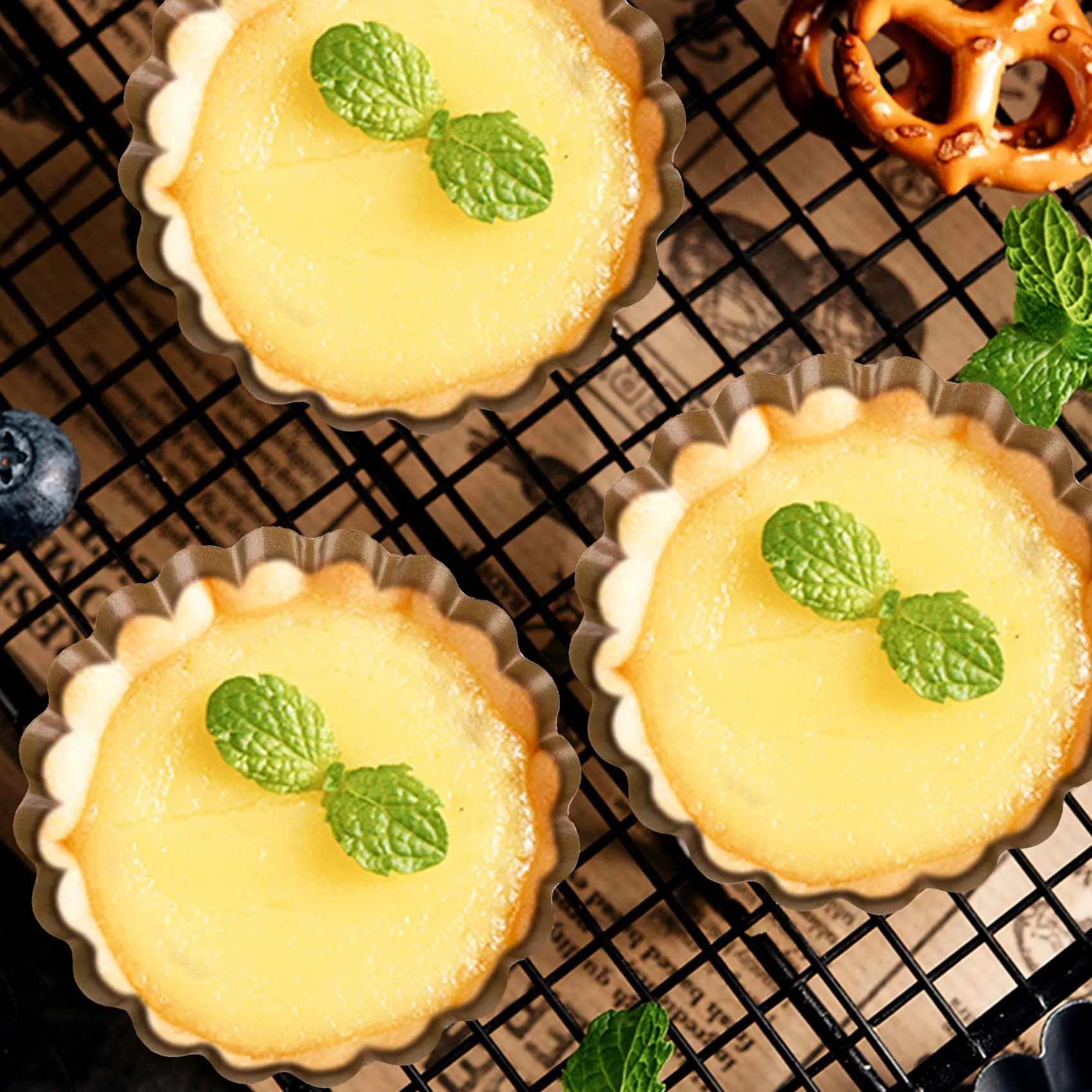 Tart Pan, 4 Inch Mini Quiche Pan Removable Bottom Non-Stick Tin, for Oven Baking Carbon Steel Pan.(4 Packs)