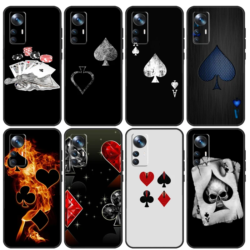 Ace of Spades Poker Case For Xiaomi 13T 12T 11T 14 13 Pro 12 Lite 12X POCO F5 X3 X5 Pro F3 F4 X4 M5s C65 Funda