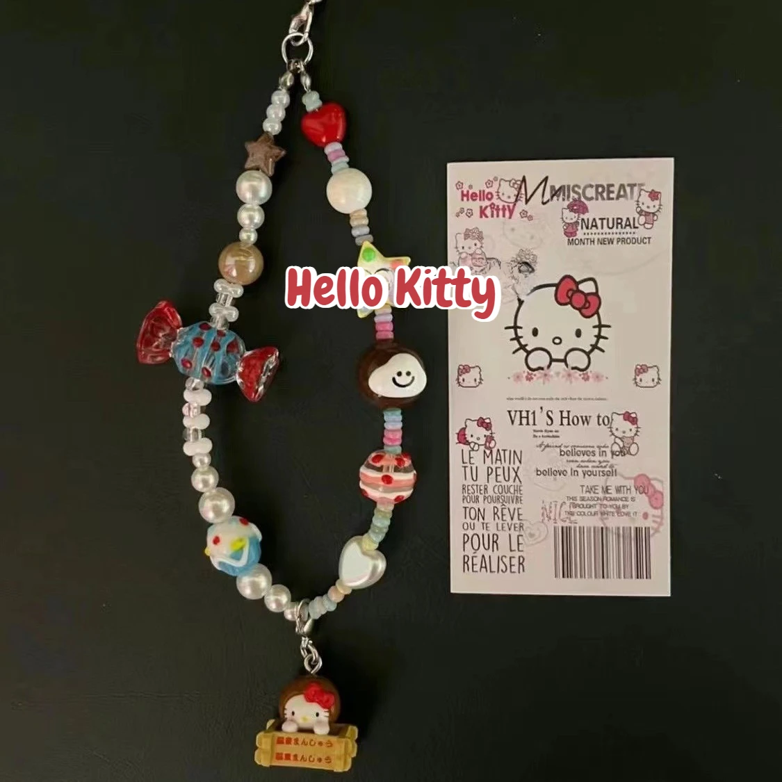 Sanrio HelloKitty for IPhone DIY Chain Lanyard  Strap Wrist Bead Cord Bracelet Keychain For iPhone Hanging Rope Cdd pendant