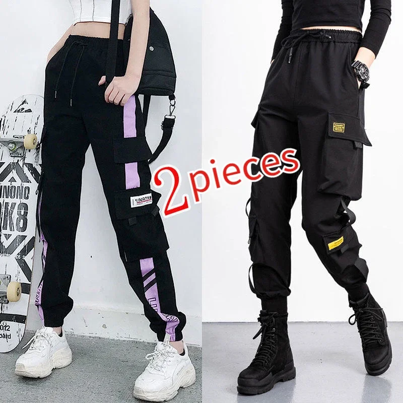 Women's Cargo Pants with Multiple Pockets Female Joggers High Waist Ankle Banded Design Streetwear Hip Hop Sweatpants Plus Size