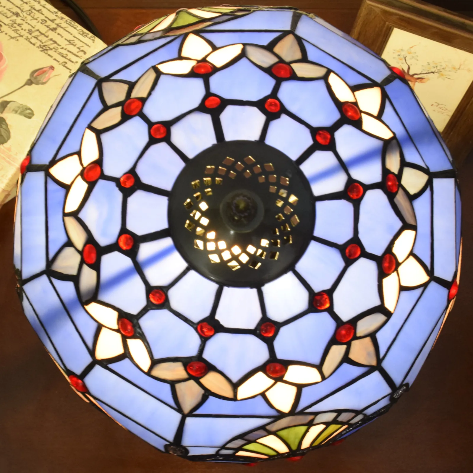 European-Style Pastoral Hotel Lobby Room Lights Living Room Dining Room Bedroom Bedside Baroque Style Stained Glass Table Lamps view 3