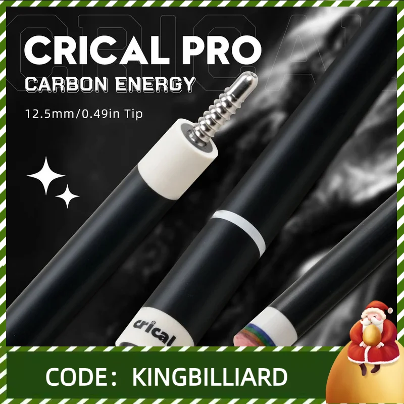 

CRICAL CL-PRO Carbon Fiber Pool Cue Stick Black Technology Low Deflection 12.4mm Tip 3 * 8/8 Joint Pin Professional 1/2 Billiard