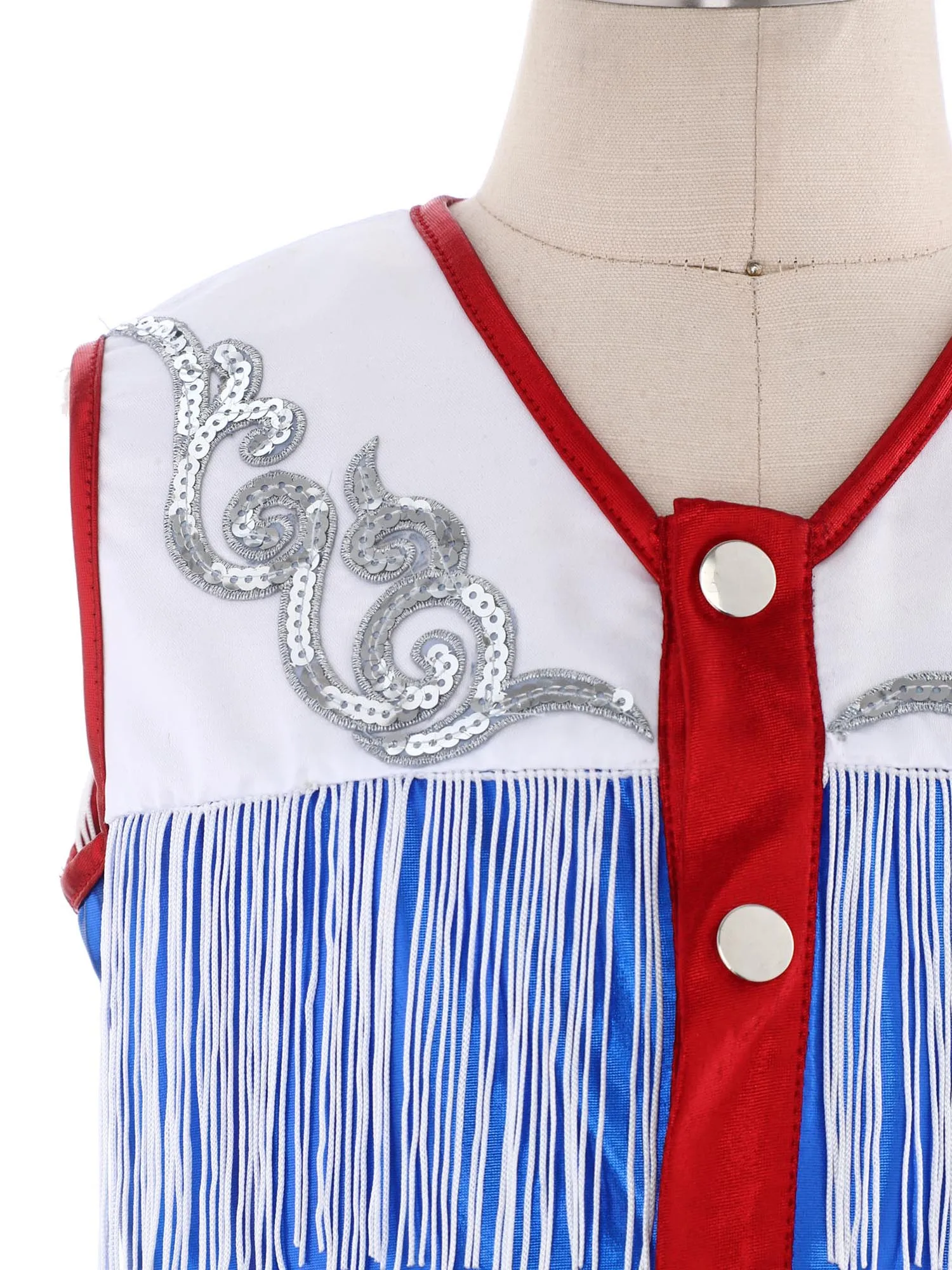 

Комплект из 2 предметов для девочек: костюм для джазовых танцев и ковбойских выступлений, топ без рукавов с бахромой и шорты, танцевальная одежда