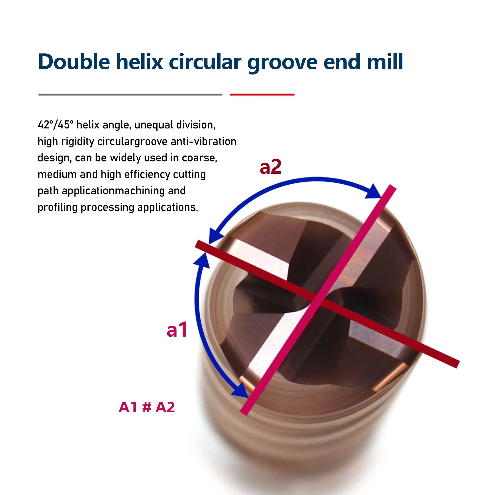 Fraise en bout de rayon d'angle en carbure à 4 cannelures, Angle R0.2 R0.5 R1.0 R2.0 pour l'usinage d'outils de fraisage CNC en acier inoxydable
