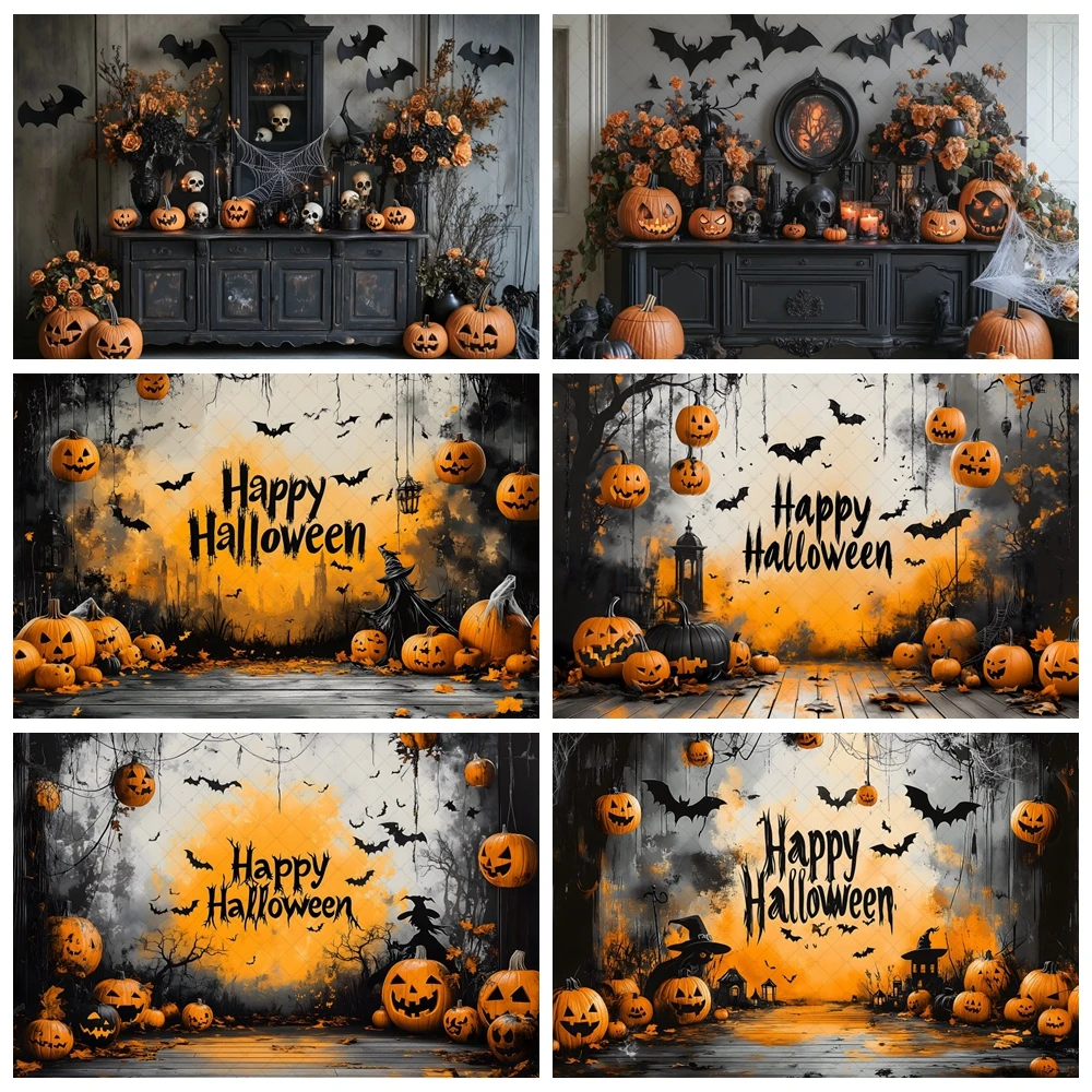 

Halloween Night Photography Background Spooky Castle Pumpkin Kids Birthday Family Portrait Decor Backdrop Photo Studio