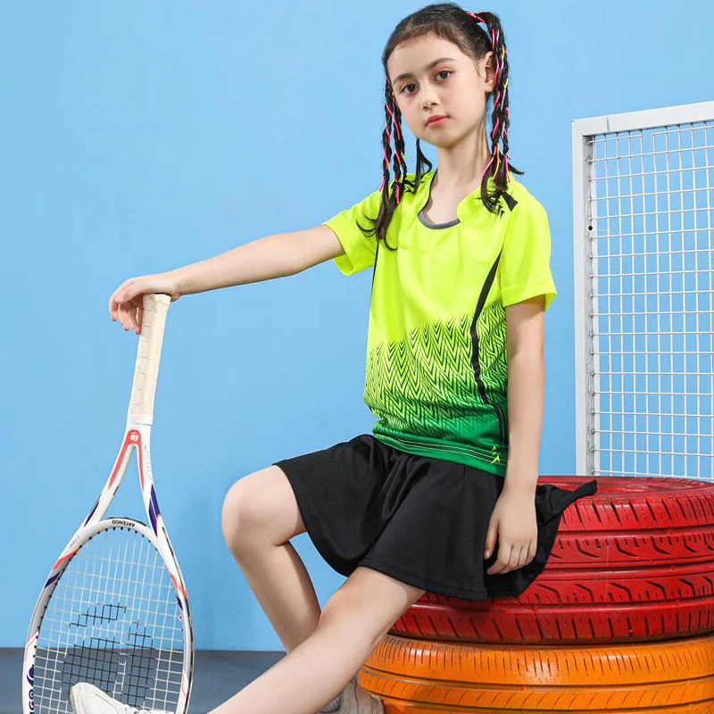 New Children Badminton Clothing T-shirts Quick Dry Volleyball Tennis Training Shirts Breathable Customized Sport Short Sleeve