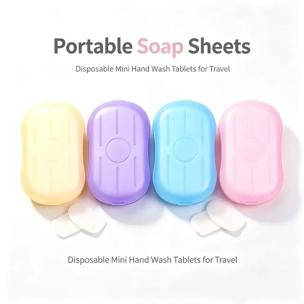 3pcs Portable Soap Paper Sheets, Disposable Mini Hand Wash Soap Tablets in Box, Travel Hygiene for Hotel Outdoor Camping