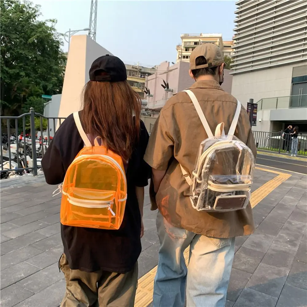 

Large Capacity LED Lights Schoolbag Adjustable Straps Waterproof PVC Transparent Backpack Multi-functional Zipper Close