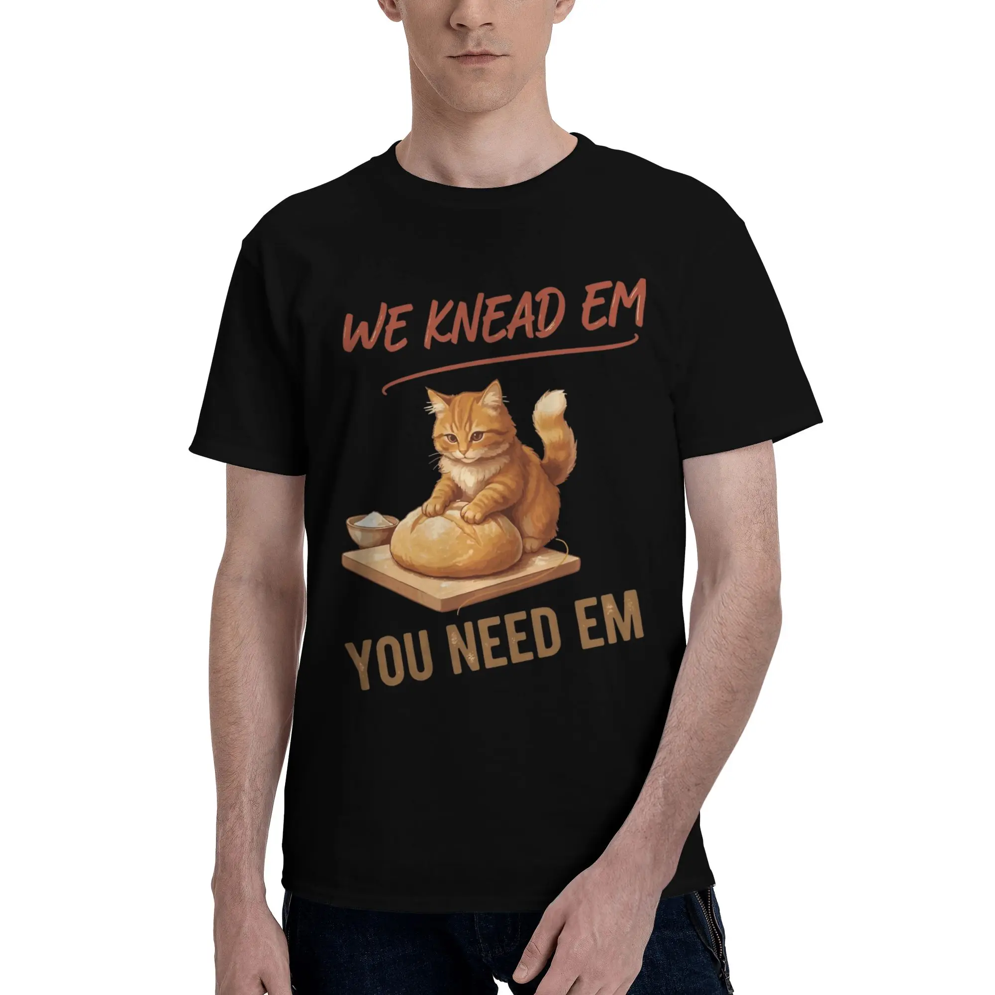 Mens Womens  Biscuits We Knead Em You Need Em Shirt Pure Cotton Print Tee Shirts Cute Cats Clothing Outfits