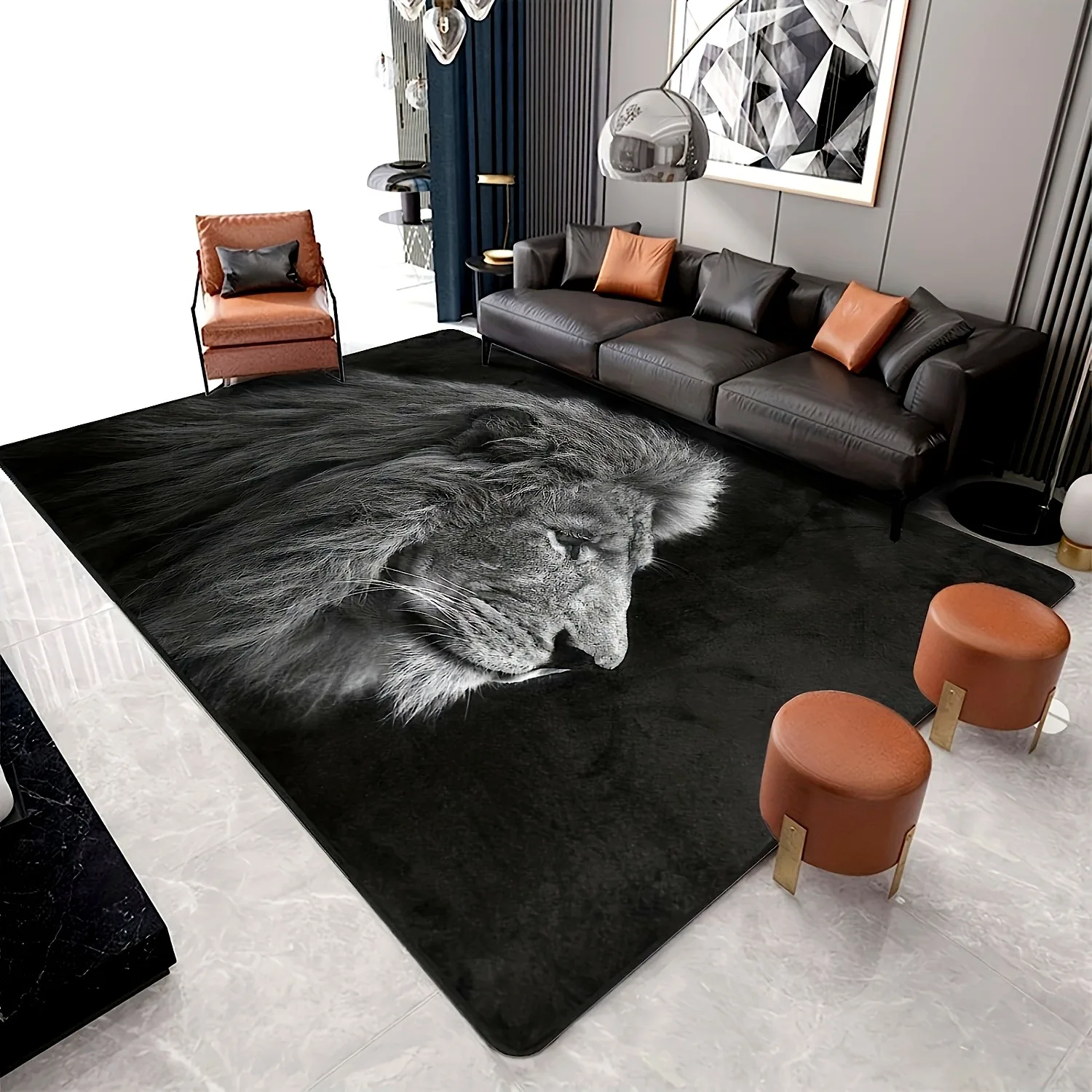 

1PC Lion Pattern Kitchen Rugs Non-Slip Home Door Mats Pop design Bathroom Rugs Bath Mat Carpet for Home Sink Laundry Decor