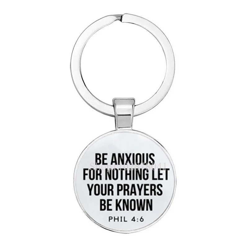 Popular Jewelry Glass Pendant Alloy Keychain Biblical Verses Christian Faith Fashion Gift