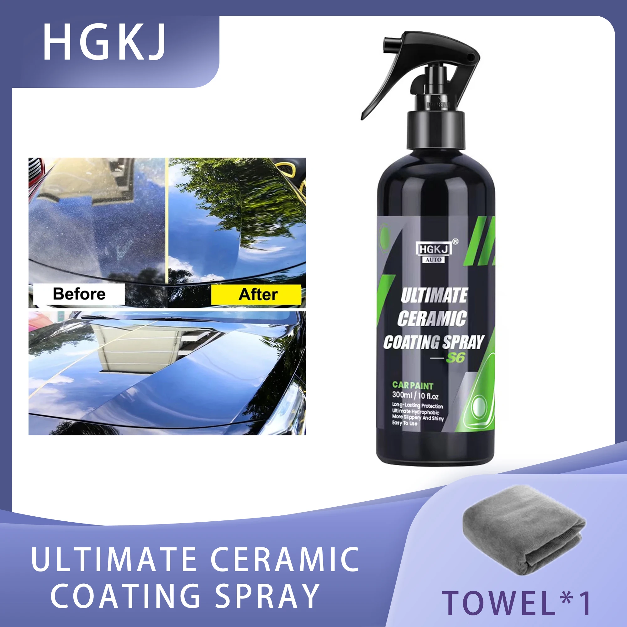 Nano Ceramic Car Coating Paint Care HGKJ S6 Polish Wax Hydrophobic Coating Waterproof Spray Car Detailing Liquid Glass Cars Wax