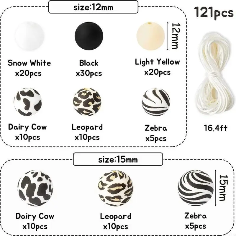 F62D Silicone Loose Beads para Keychain Fazendo contas silicone redondas fazendo