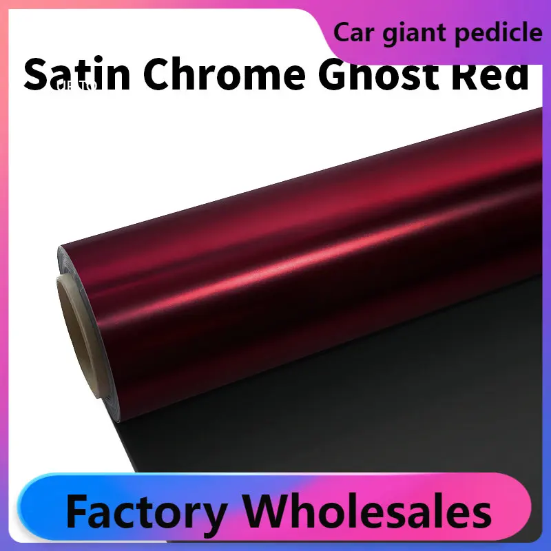 

Highest quality Satin Chrome Ghost Red Vinyl Wrap movie wrapping bright 152*18m quality Warranty covering voiture (UTC) PETT Lin