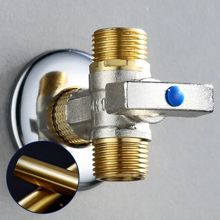 G1/2 Thread Brass Triangle Valve Large Cold Hot Water Angle Stop Valve for Kitchen Bathroom Large Triangular Valve 1PC