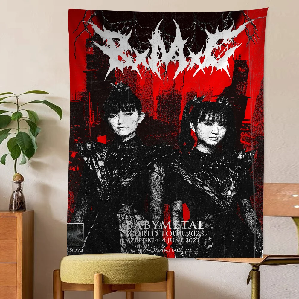 Babymetal Anime Tapestry Hippie Flower Wall Carpets Dorm Decor Wall Hanging Home Decor