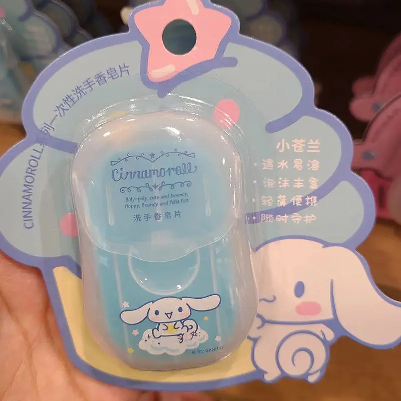 Miniso Sanrioed Anime Cartoon Cinnamoroll Kuromi Hand Washing Soap Ins Kawaii Home Portable Disposable Soap Flakes Holiday Gifts