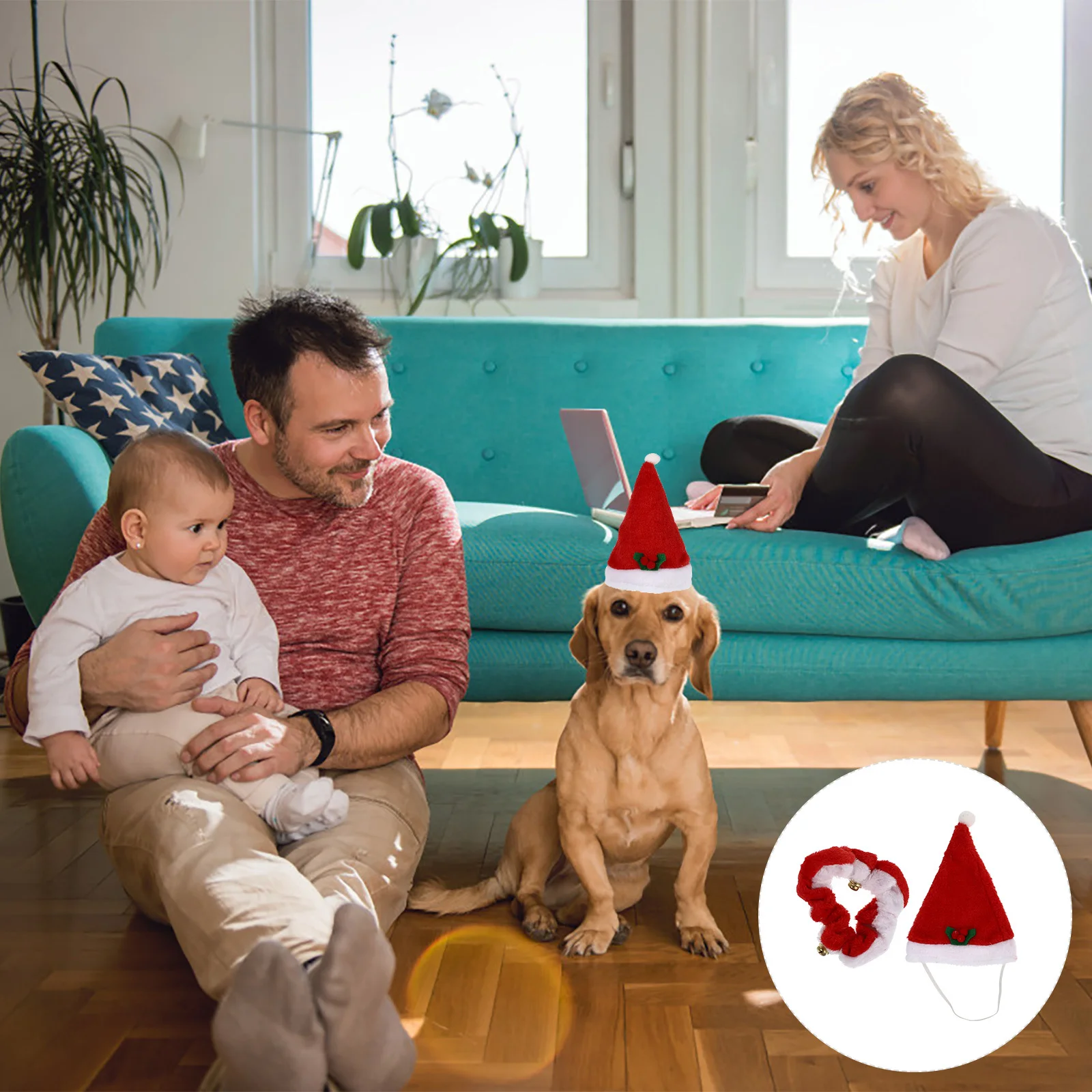 

1Set Pet Christmas Supply for Dog Cat Xmas Pet Collar Hat Set Decorative Cosplay Costume Cute Party Neck Decor Premium