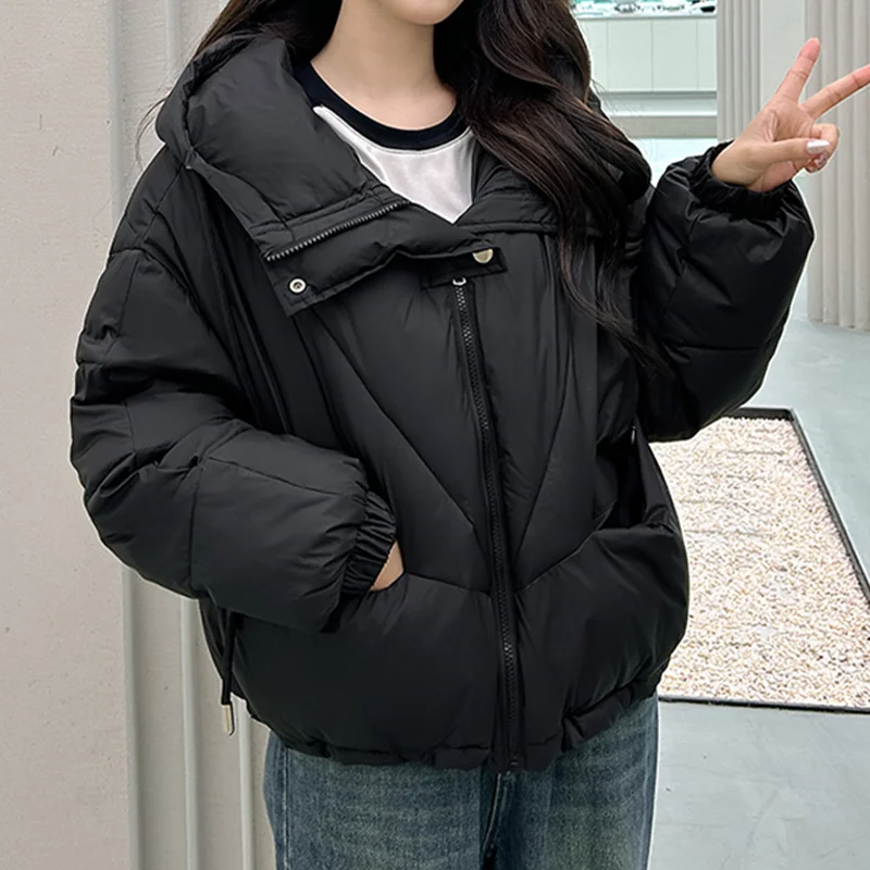 Women Winter Hooded Thicken Parkas Long Sleeve Jacket Padded Jacket Korean Y2K Streetwear Emo Coat 2000s Clothes 2024 Winter New