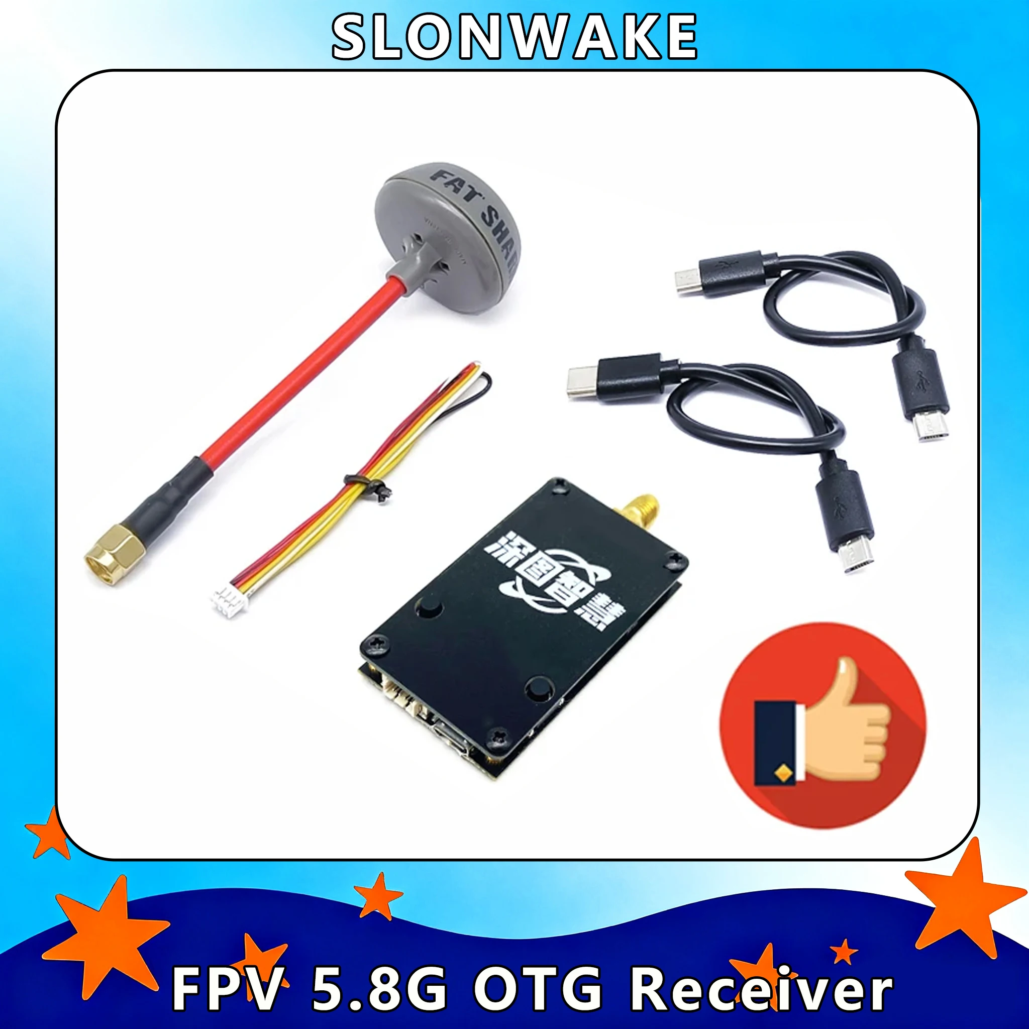 SLONWAKE FPV 56CH 5,8G 720*480 receptor UVC OTG VR teléfono Android tableta Smartphone para Monitor AV receptor señal analógica