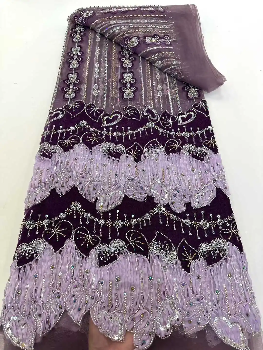 

Nigerian Luxury Sequins Velvet Lace Fabric 2026 High Quality Beads African Lace Fabric French For Women Wedding Party Dresses