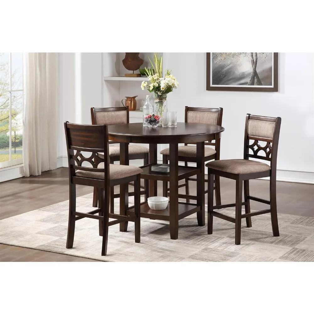 5-Piece Dining Set with 1 Table and 4 Chairs, Beige and Brown dinning table set furniture kitchen table dining set 42.25