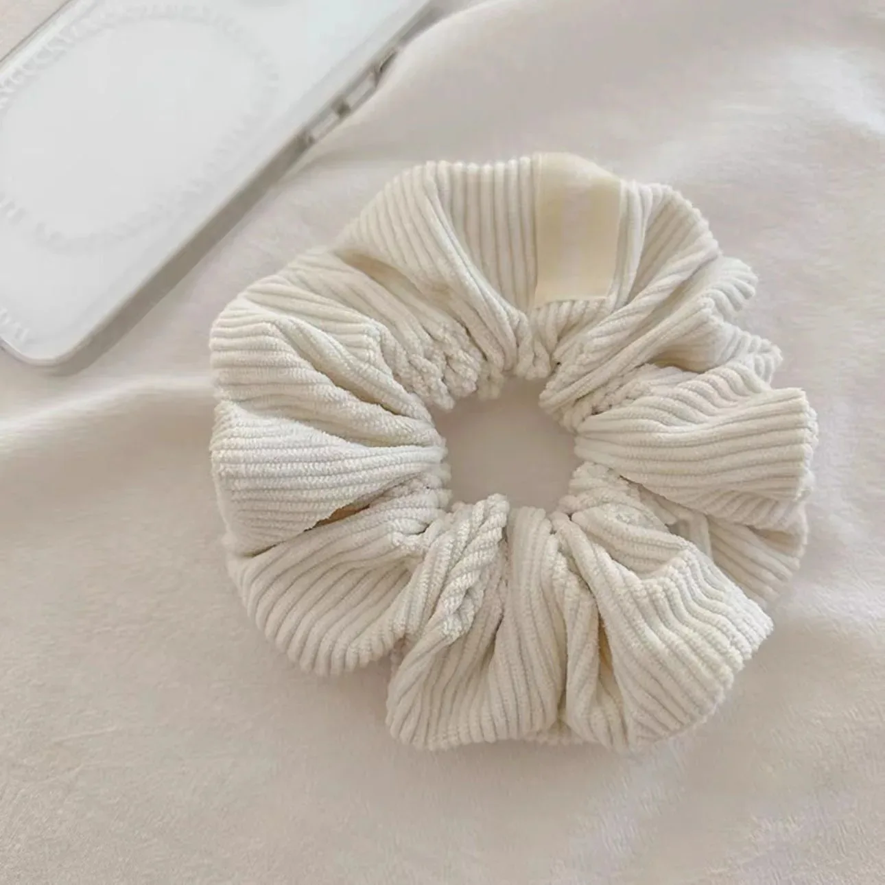 Vintage Solid Color Corduroy Stripe Hair Scrunchie Elastic Hair Bands Korean Hair Accessories For Women Girls Ponytail Headwear image 5