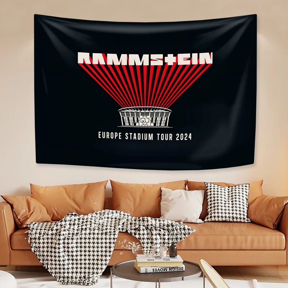 

German Rock Band Tapestry Rammstens Tour 2024 Wall Hanging Heavy Metal Aesthetic Bedroom Concert Decor Party Background Cloth