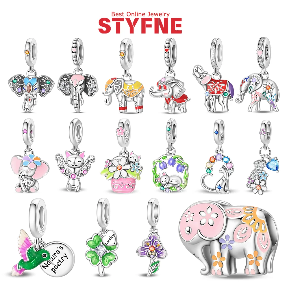 

Original Charms 925 Silver Cute Pet Jump Rope Kitten Pink Elephant Beads Pendants Fit Bracelet Birthday Anniversary Gift Jewelry