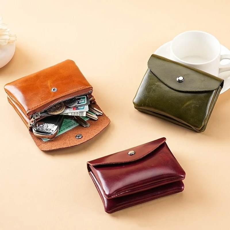 New Fashion Retro Women Double Layer Wallet Clutch Bag Coin Purse Key Earphone Bank Card Storage Mini Purses Coin Pouch