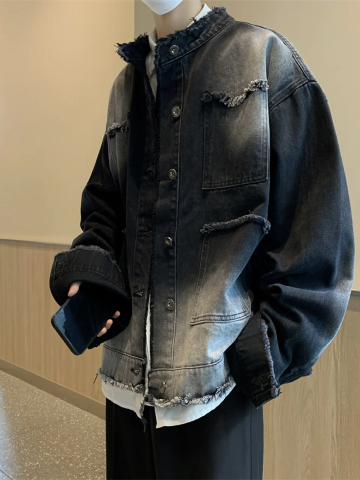 

Мужская джинсовая куртка в американском ретро-стиле с рваным дизайном, осенне-зимняя новинка, тренд уличной моды, рабочая куртка свободного кроя, верхняя одежда