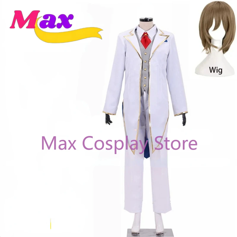 Max Game Goro Akechi Cosplay Costume White Tuxedo Uniform Suit Goro Akechi Wig Cosplay Costume White Outfit Custom Made PF