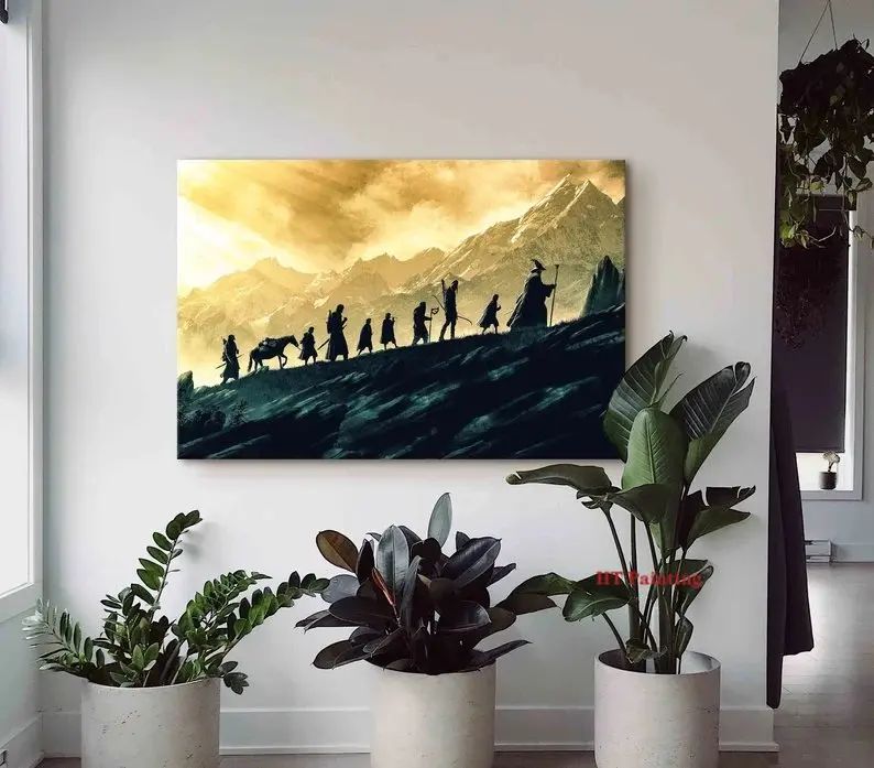 Classic Magic Movie Middle-Earth Landscape Fellowship Silhouette Poster Canvas Painting Wall Pictures Modern Home Decor