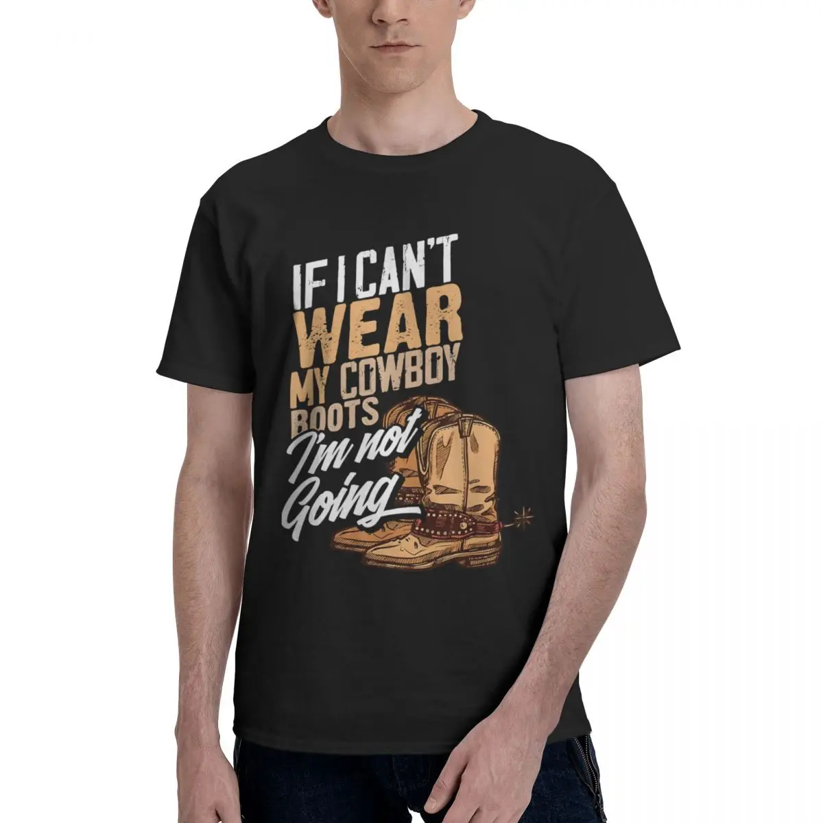 Cowboy Boots Saying Art Graphic Cool Motion Top quality Champion Tshirt Home USA Size