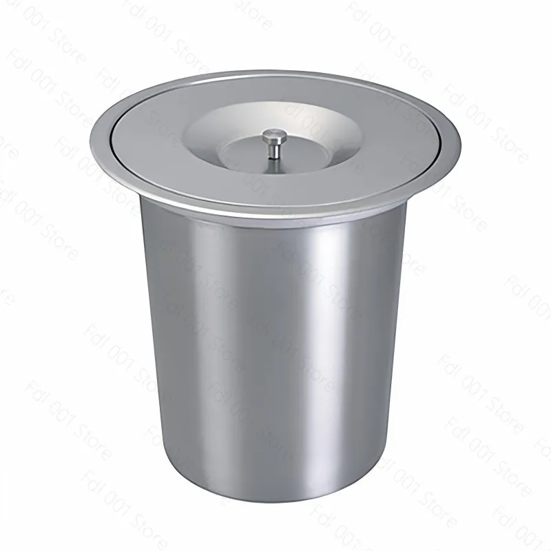 8L Kitchen Countertop Built-in Stainless Steel Trash Can Embedded Trash Can Environmental