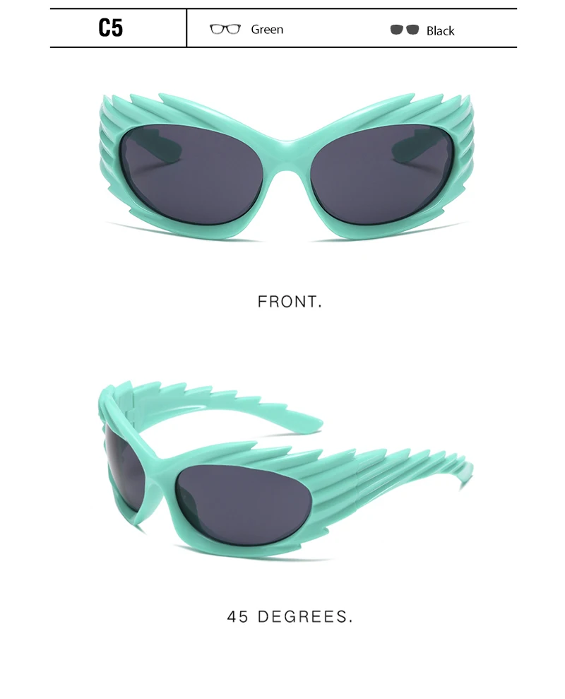 CRIXALIS Y2k Wrap Runde Goggle Männer Sonnenbrille 2025, Mode Sport Sonnenbrille Frauen Brillen Trendy Marke Design Shades UV400 – Detail 13