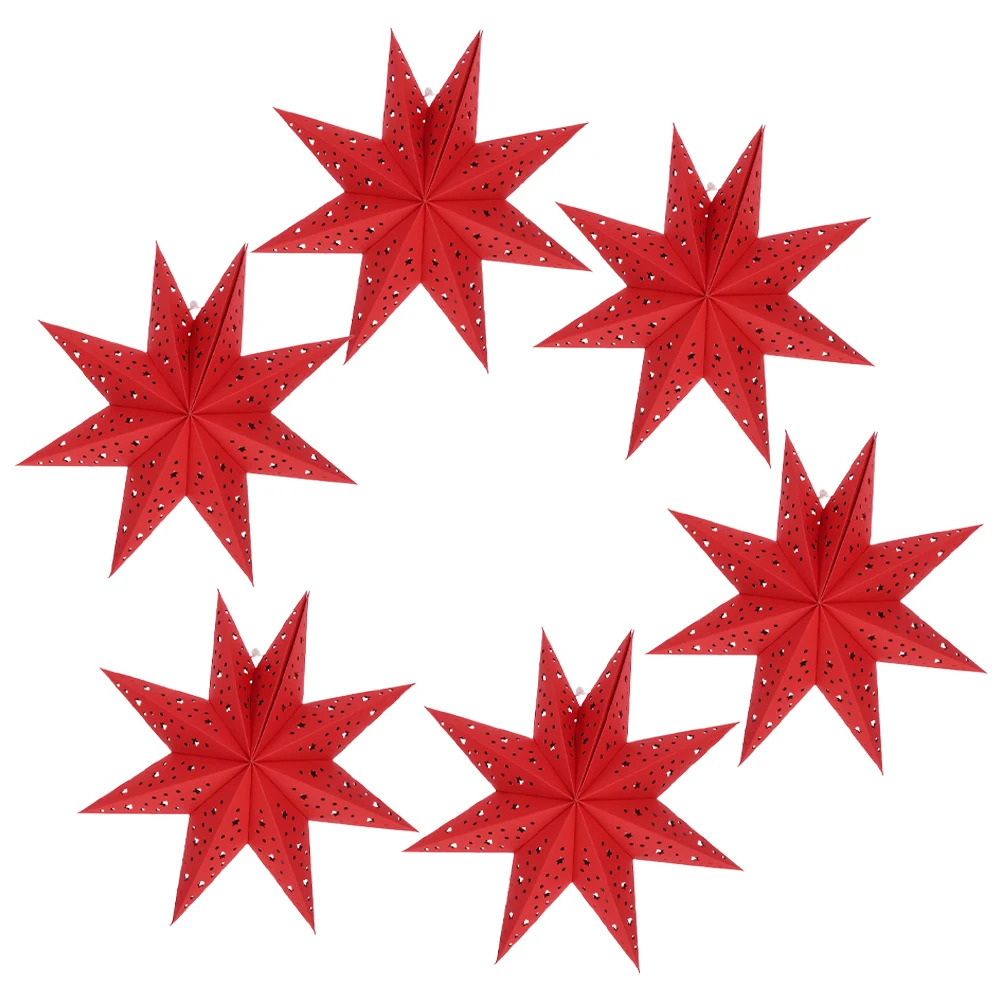 

6pcs Hanging Paper Star Lantern 35cm White Star Lamp Shades for Christmas Xmas Tree Decor Ceiling Light Pendant Ornaments