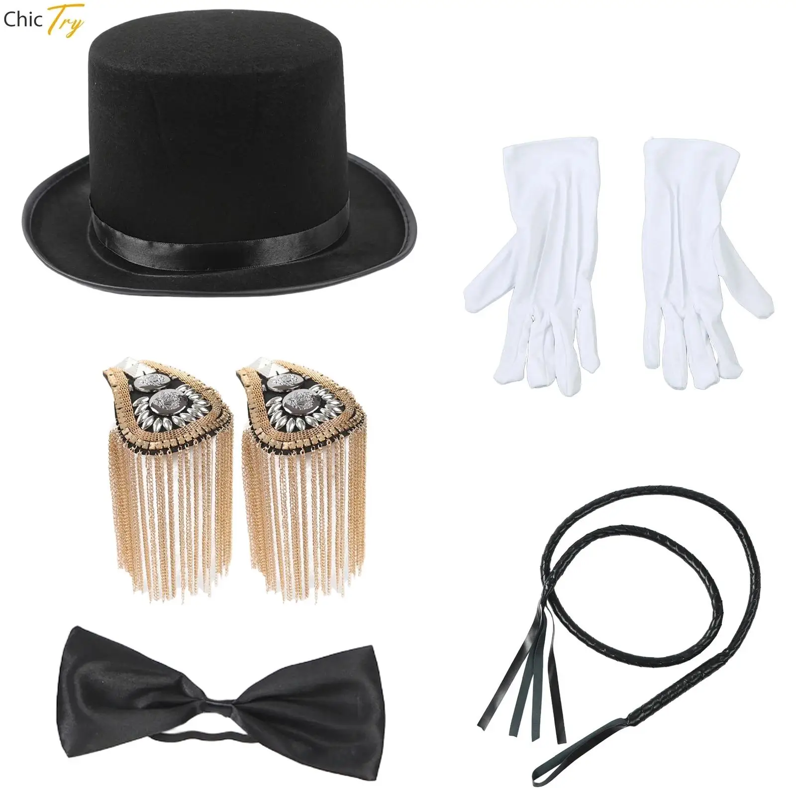 

Аксессуары для костюма фокусника, комплект из 5 предметов, фетровый цилиндр, смокинг, шляпа для взрослых, Хэллоуин, волшебное сценическое представление, космическая танцовщица, джазовая шляпа