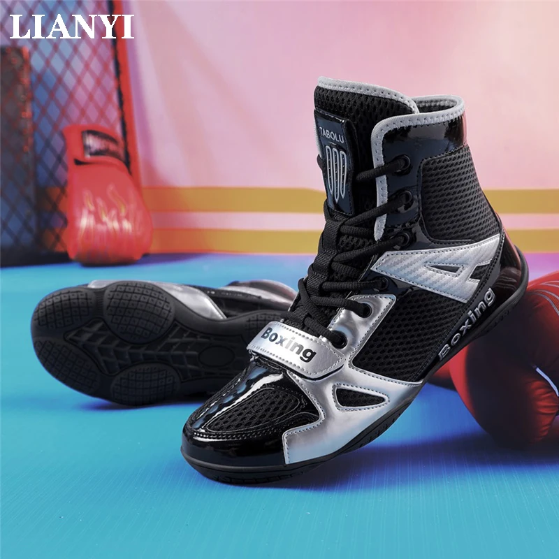 

LIANYI Men Boxing Shoes High-Quality High-Grip Wrestling Shoes with Breathable Mesh Upper Youth Men's Sports Weightlifting Shoes