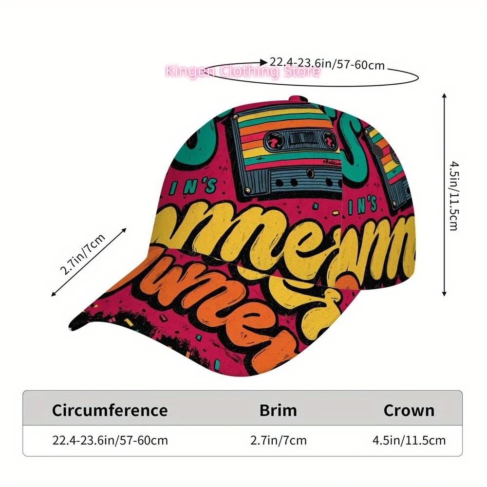 1pc Retro 90s Explosion Print Duckbill Cap - Funky 90s Vibe Adjustable Baseball Hat with Number Print, Lightweight for Casual We