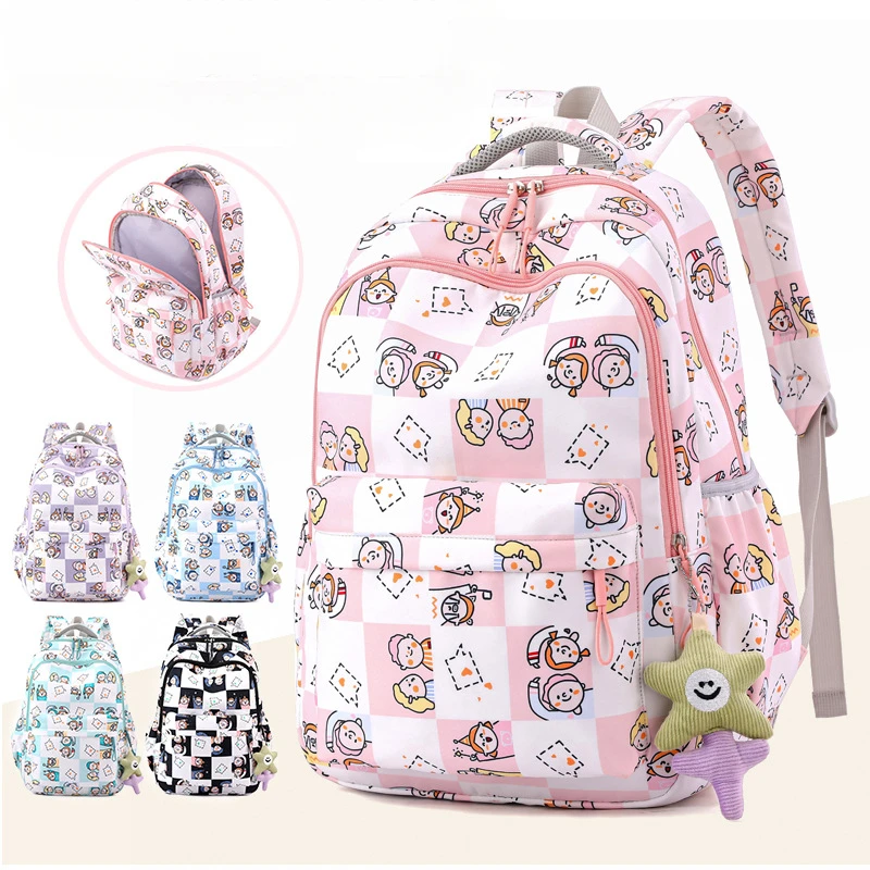 

Girls Cute Printing Backpacks Junior Middle School Bags for Teenage 9-14 Years Girl Outdoor Travel Backpack Waterproof Nylon Bag