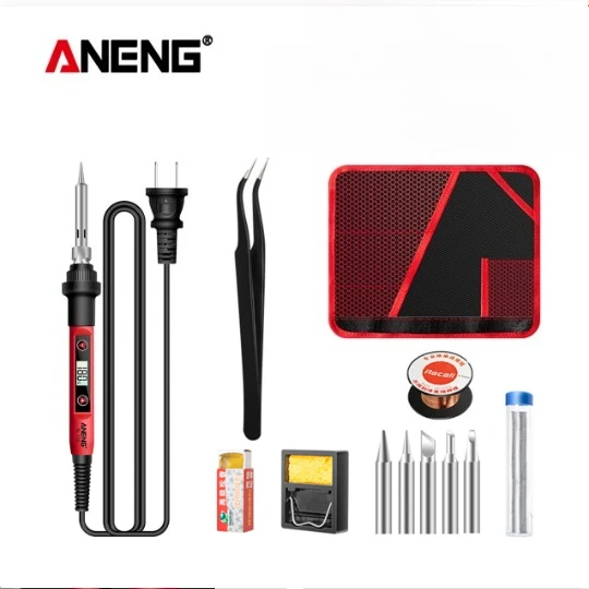 

Электрический паяльник ANENG SL103 60W с регулируемой температурой, 240В, высококачественный инструмент для пайки и ремонта с насадками